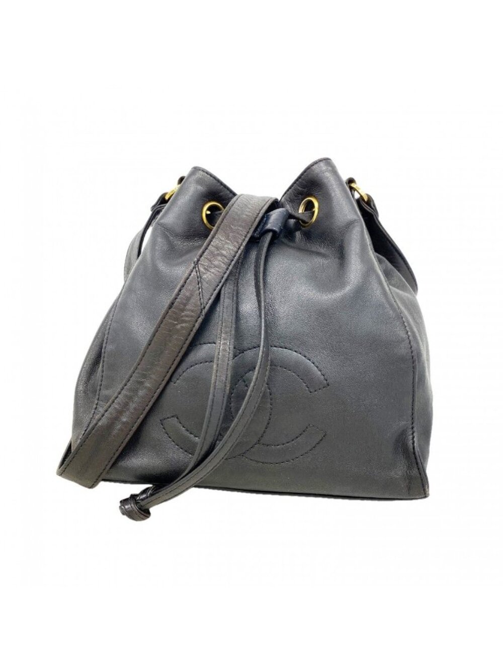 Chanel Shoulder Bag Lambskin Black Gold